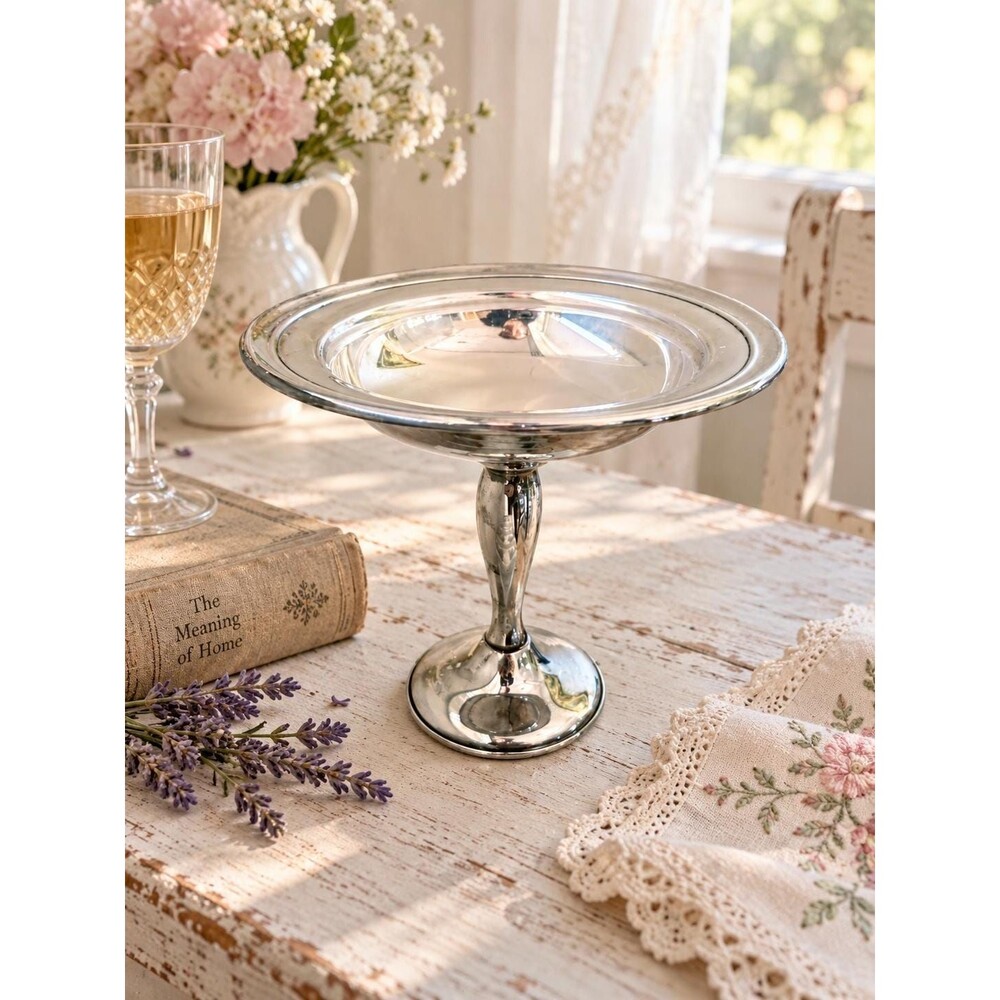 Vintage Godinger Silverplate Pedestal Compote  Serving Dish 6 inches